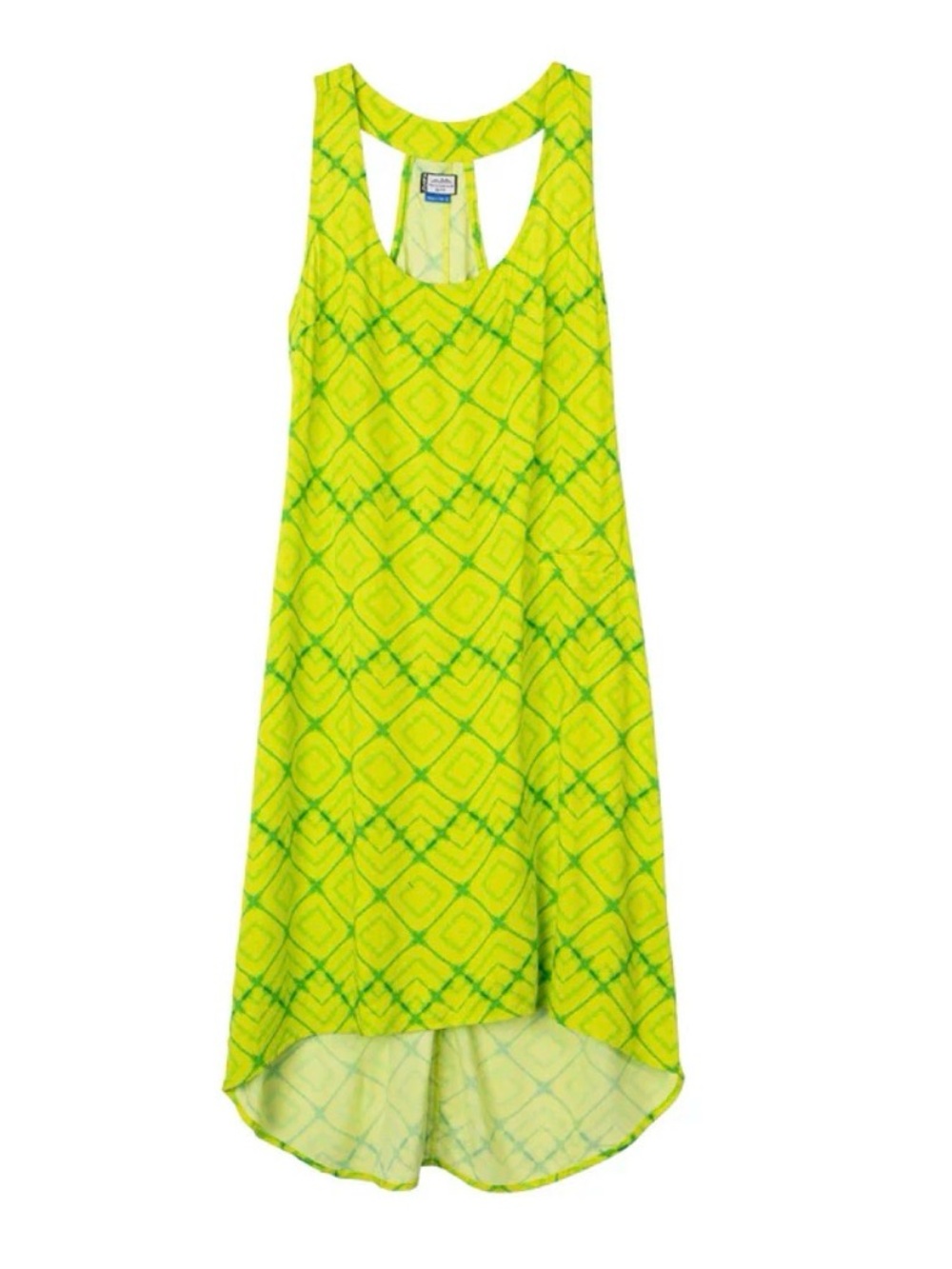 NWT! Kavu Women's Jocelyn - Lime Green Tri Dye High Low Racerback Dress Sz XL